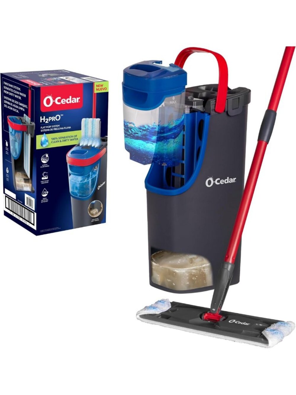 Dual-Tank Flat Mop System for Quick Cleaning | Machine Washable Microfiber Pad